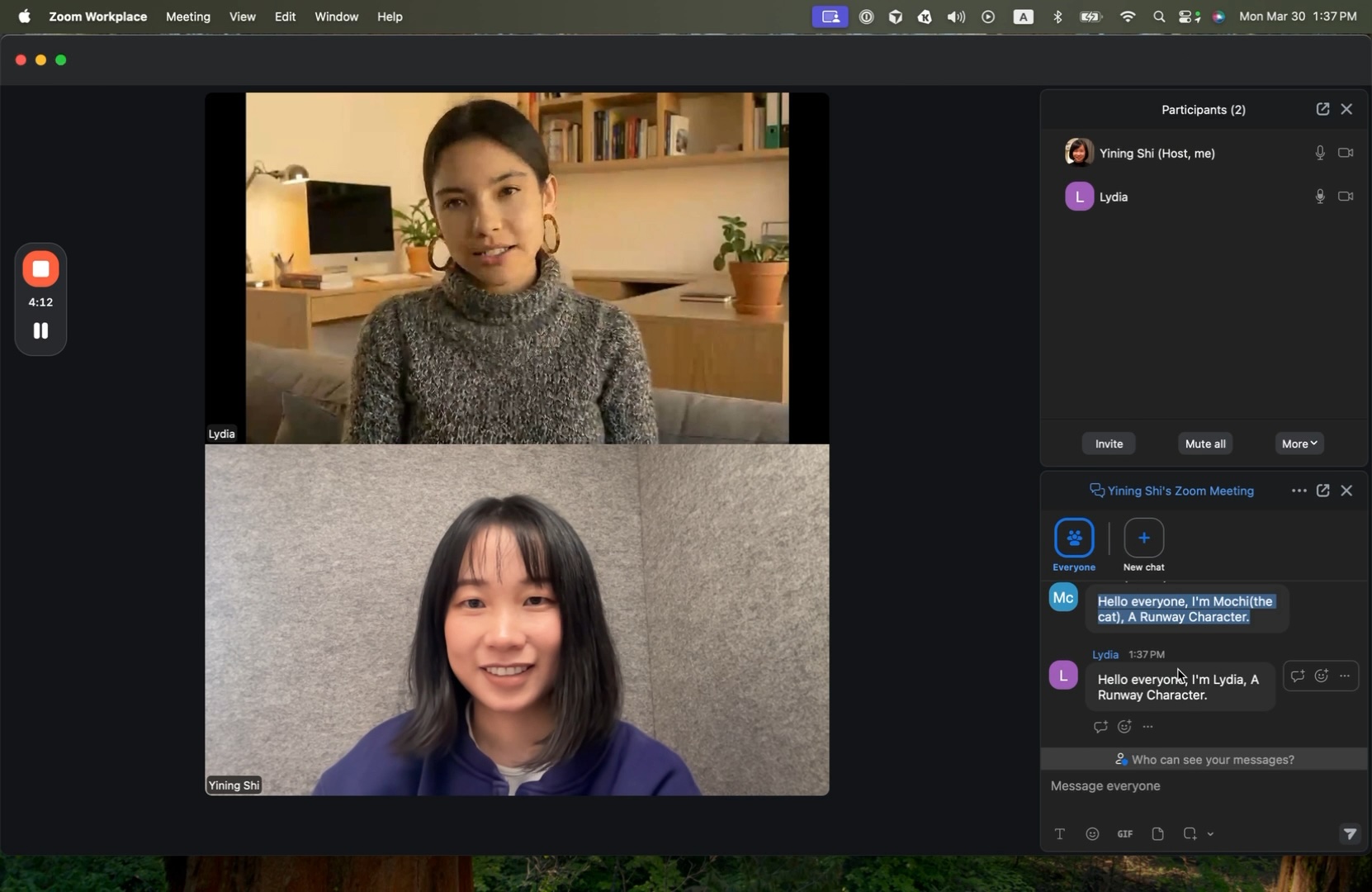 zoom meeting with lydia character