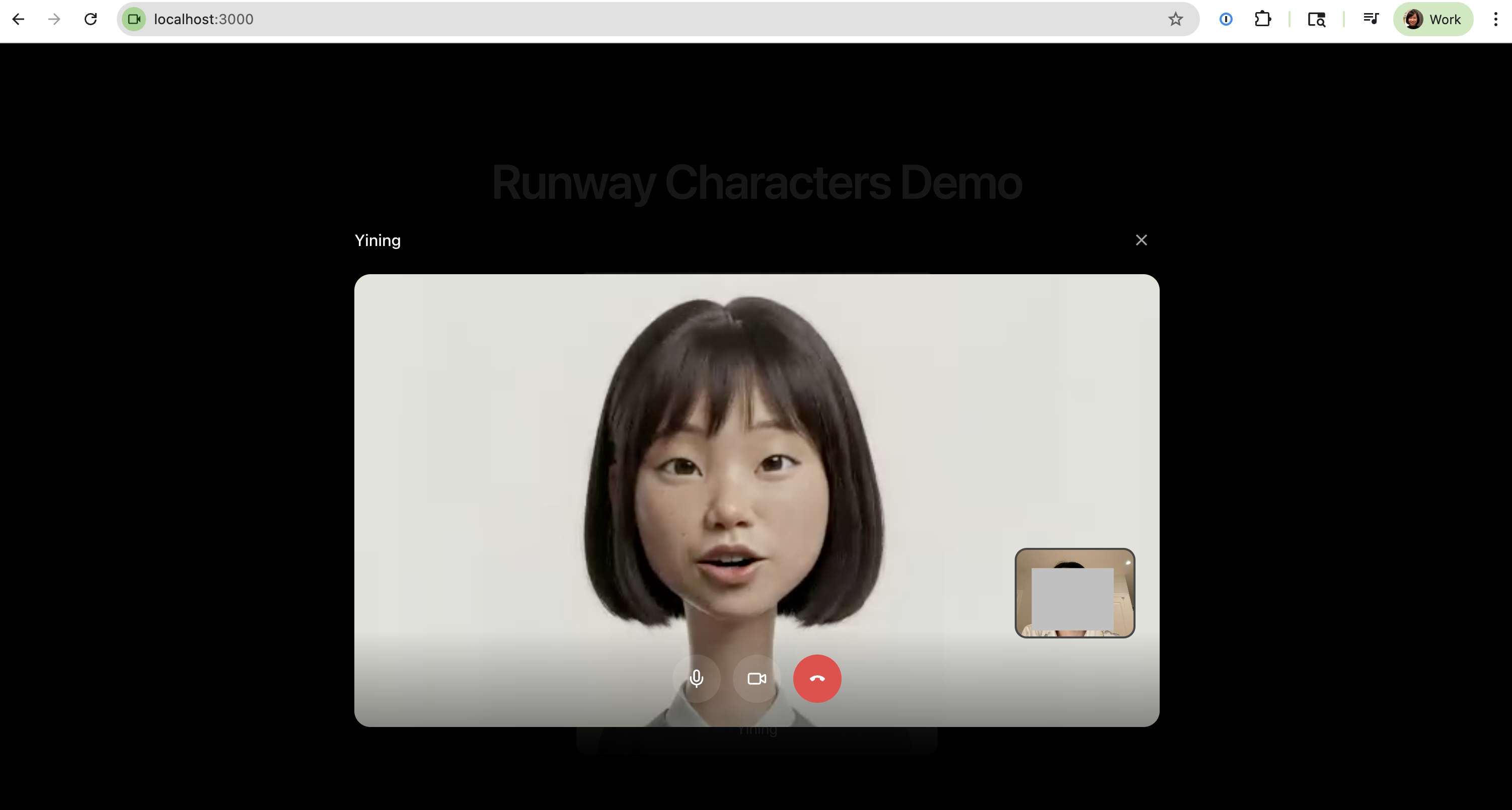 Active video call with custom character